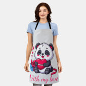 Schattige panda die een hart omhelst schort (Gedragen)