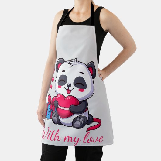 Schattige panda die een hart omhelst schort (Insitu)