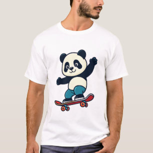 Schattige panda die op een skateboard rijdt cartoo t-shirt