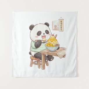 Schattige Panda die Taiwanees Mango Shaved Ice Foo Wandkleed