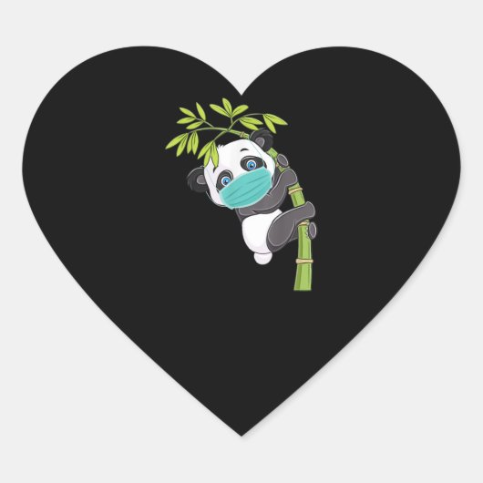 Schattige Panda Draag Gezichtsmasker Grappig Panda Hart Sticker (Voorkant)