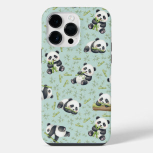 Schattige Panda en Bamboe Naadloos Patroon iPhone 14 Pro Max Hoesje