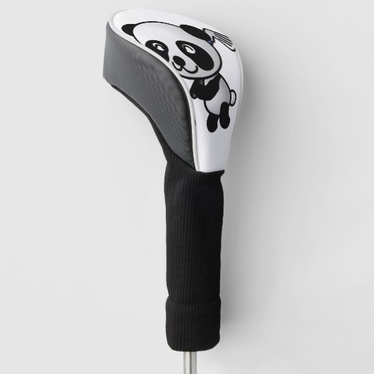 schattige panda en golfclub golfheadcover (Schuin)