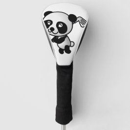 schattige panda en golfclub golfheadcover