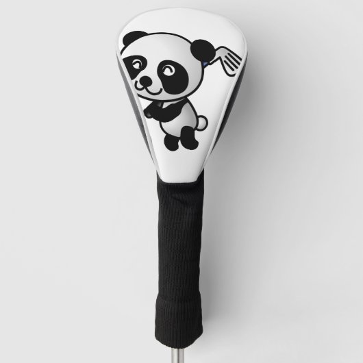 schattige panda en golfclub golfheadcover (Voorkant)