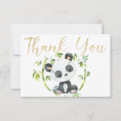 Schattige Panda en Groen Bamboe Baby shower Dank U Bedankkaart (Voorkant)