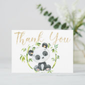 Schattige Panda en Groen Bamboe Baby shower Dank U Bedankkaart (Staand voorkant)