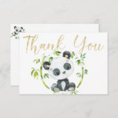 Schattige Panda en Groen Bamboe Baby shower Dank U Bedankkaart (Voorkant / Achterkant)