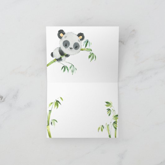 Schattige Panda en Groen Bamboe Baby shower Dank U Bedankkaart (Binnen)