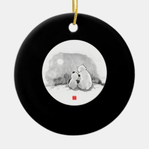 Schattige Panda en Ijsbeer Dierenliefhebber Keramisch Ornament