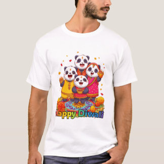 Schattige panda & familie viert hindoeïstisch fees t-shirt
