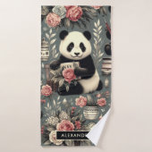 Schattige  Panda Floral Badhanddoek (Badhanddoek)