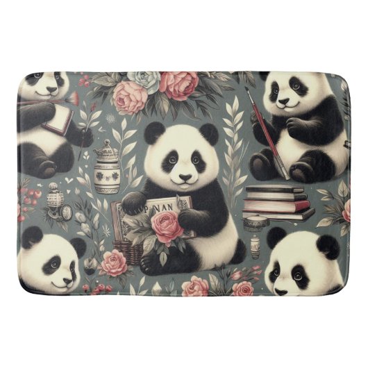 Schattige  Panda Floral Badmat (Voorkant)