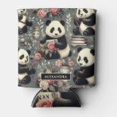 Schattige Panda Floral Blikjeskoeler (Voorkant)