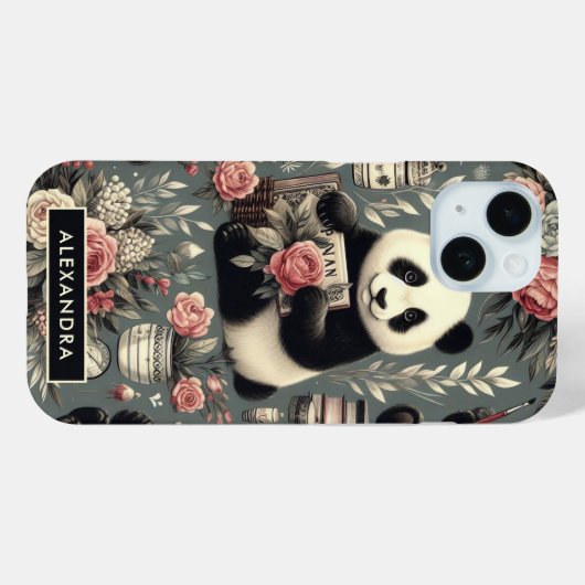 Schattige  Panda Floral Case-Mate iPhone Case (Achterkant (horizontaal))