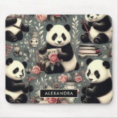 Schattige Panda Floral Muismat (Voorkant)