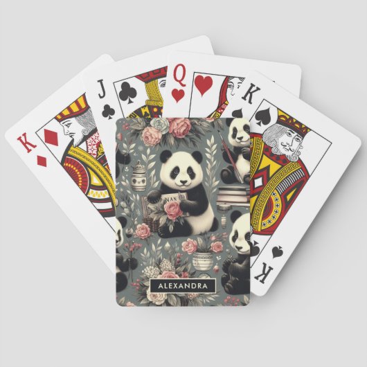 Schattige  Panda Floral Pokerkaarten (Achterkant)