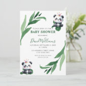 Schattige Panda Foliage Geslachtsneutraal Chic Bab Kaart (Staand voorkant)