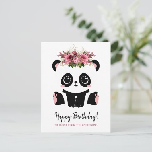 Schattige panda Gefeliciteerd gepersonaliseerd  Briefkaart (Staand voorkant)