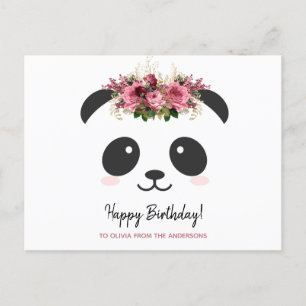 Schattige panda Gefeliciteerd gepersonaliseerde ro Briefkaart