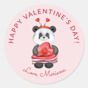 Schattige panda gelukkige valentijnsdag party favo ronde sticker