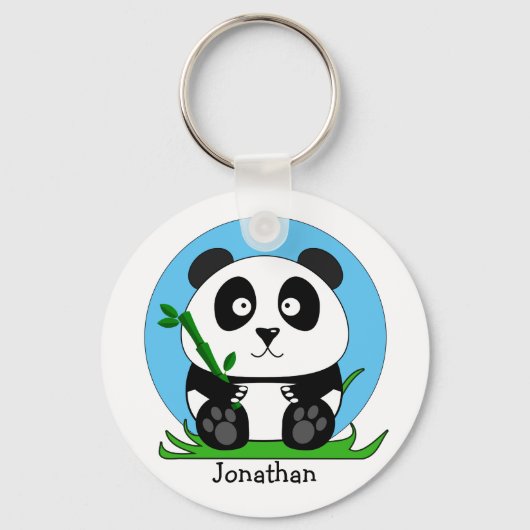 Schattige panda gepersonaliseerd sleutelhanger (Voorkant)