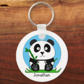 Schattige panda gepersonaliseerd sleutelhanger (Voorkant)