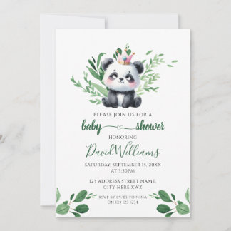 Schattige Panda Geslacht Neutrale Groene Baby Show Kaart