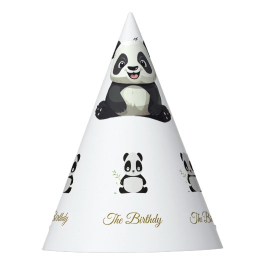 Schattige Panda Greenery Bamboo Verjaardagsfeest Feesthoedjes (Voorkant)