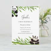 Schattige Panda Greenery Bamboo Verjaardagsfeest Kaart (Staand voorkant)