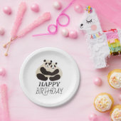 Schattige Panda Greenery Bamboo Verjaardagsfeest Papieren Bordje (Feest)