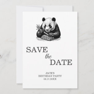 Schattige Panda Greenery Bamboo Verjaardagsfeest Save The Date