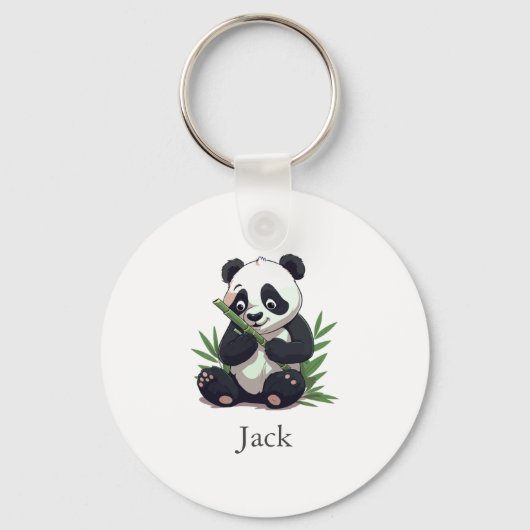 Schattige Panda Greenery Bamboo Verjaardagsfeest Sleutelhanger (Voorkant)