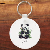 Schattige Panda Greenery Bamboo Verjaardagsfeest Sleutelhanger (Achterkant)