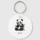 Schattige Panda Greenery Bamboo Verjaardagsfeest Sleutelhanger (Achterkant)