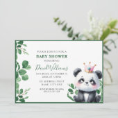Schattige Panda Greenery Genderneutraal Baby showe Kaart (Staand voorkant)