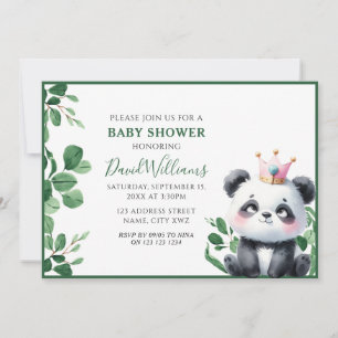 Schattige Panda Greenery Genderneutraal Baby showe Kaart