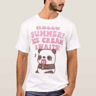 Schattige Panda Hallo Zomer Ijs Wacht T-shirt