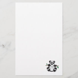 schattige panda hangend aan tak briefpapier