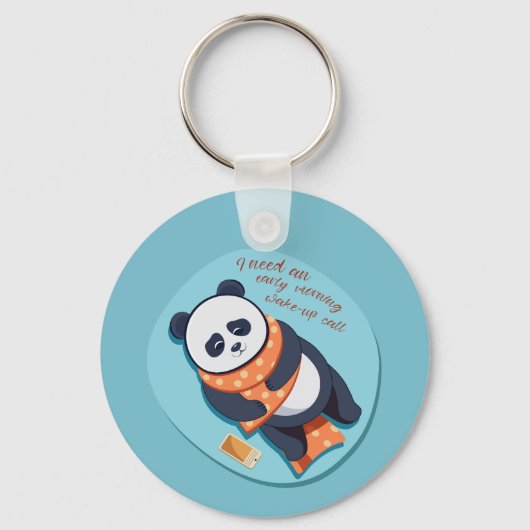 schattige panda heeft ochtendtelefoontje nodig sleutelhanger (Voorkant)
