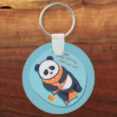 schattige panda heeft ochtendtelefoontje nodig sleutelhanger (Achterkant)