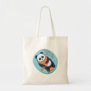 schattige panda heeft ochtendtelefoontje nodig tote bag