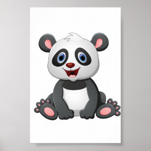 Schattige panda illustratie afdrukbaar Poster