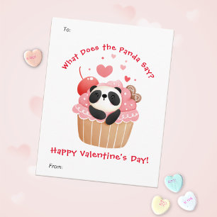 Schattige panda in cupcake aangepaste Valentijnsda Feestdagenkaart