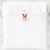 Schattige panda in cupcake aangepaste Valentijnsda Ronde Sticker (Tas)
