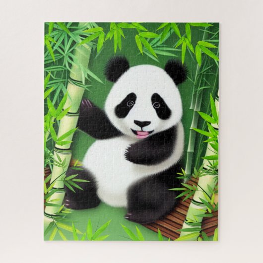 Schattige Panda In Een Bamboe Bos Legpuzzel (Verticaal)