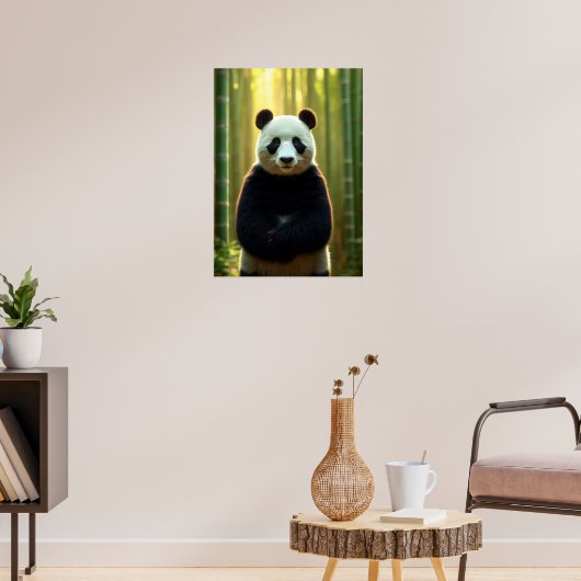 Schattige panda in een bamboebos poster (Woonkamer 3)