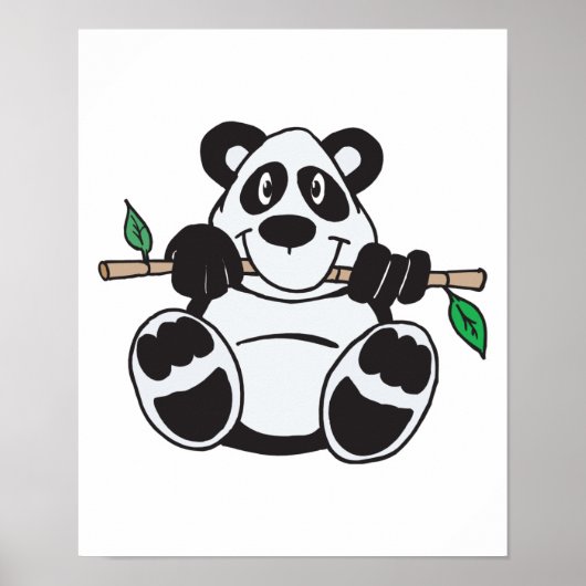 schattige panda in een filiaal poster (Voorkant)