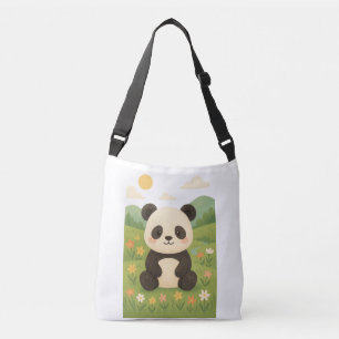 Schattige panda in een lenteweide - schattige dier crossbody tas