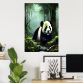 Schattige Panda in het diepe bos | AI Art Poster (Thuiskantoor)